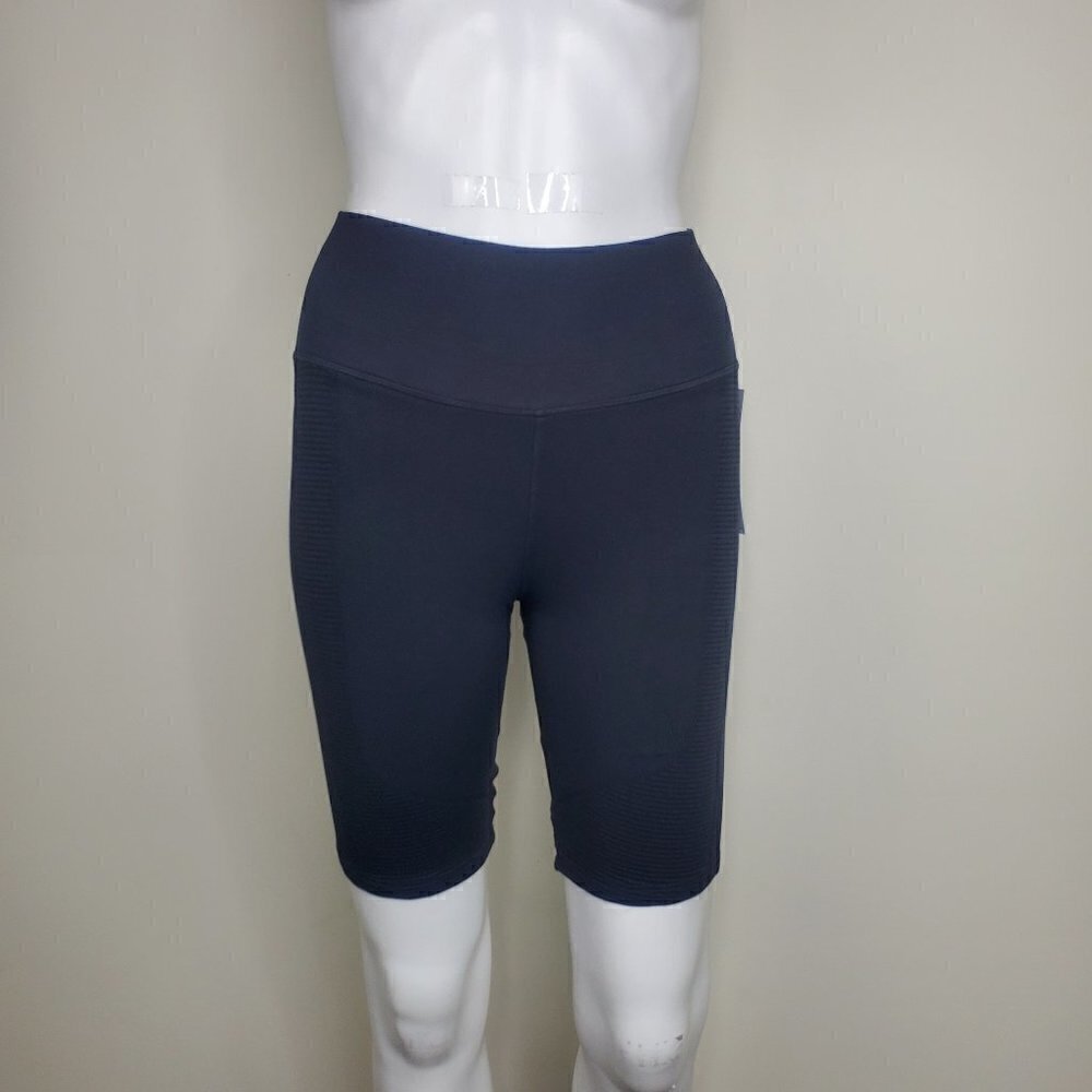 NWT Spiritual Gangster X Soulcycle Ribbed High Waist Bike Shorts Dark Gray M/L